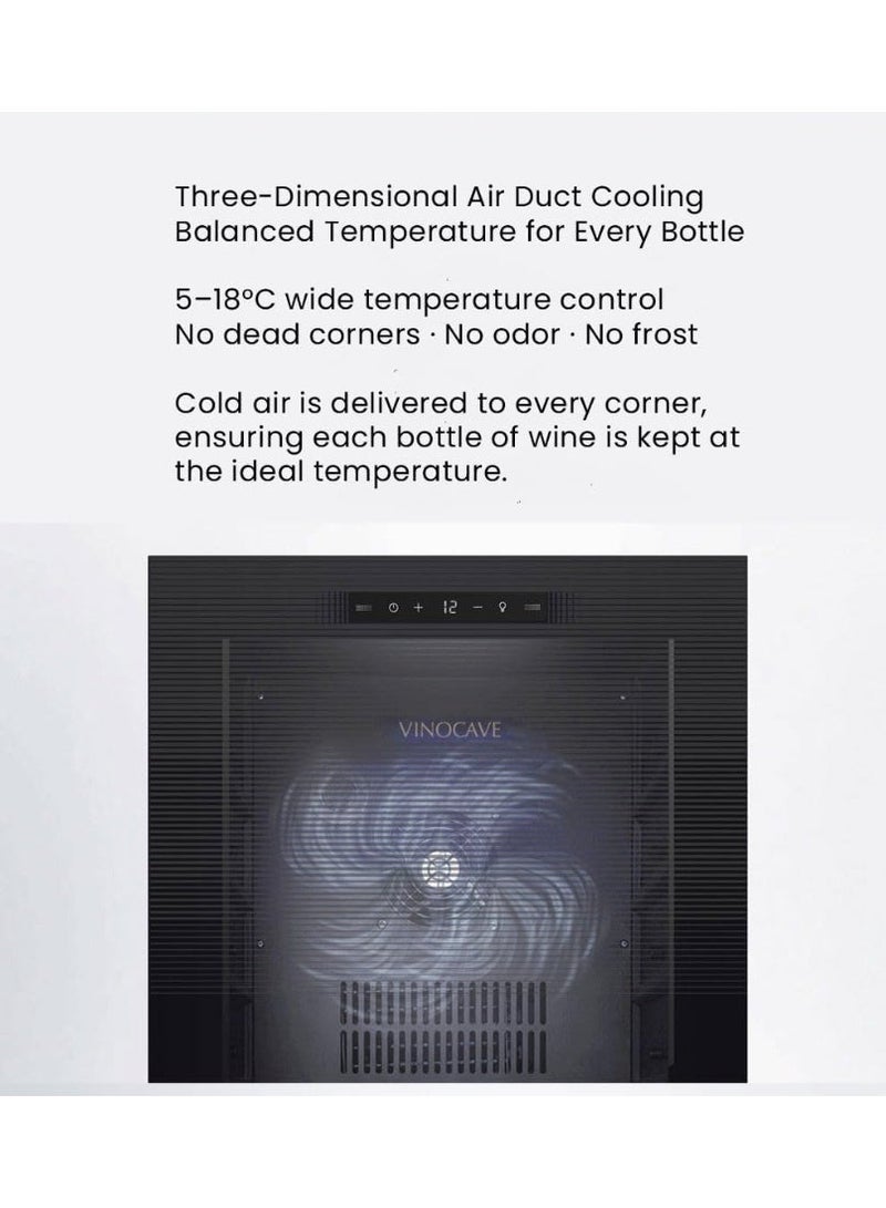 vinocave Wine Cooler Dual Zone 108 Bottle – Built-In or Freestanding Wine Fridge with Compressor Cooling, Automatic Humidity Control, Quiet Operation, Metal & Wood Shelves. - Image 4